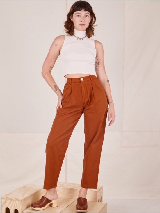 Big Bud Press Pants - Big Bud Press High-Waist Straight Leg Pants in Rust